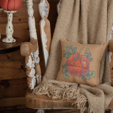 Jute Burlap Natural Harvest Garden Pumpkin Pillow 12x12 VHC Brands - The Fox Decor